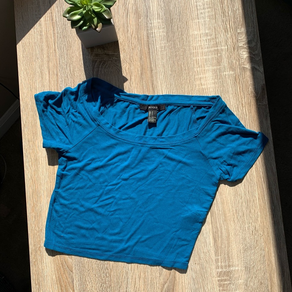 Simple Blue Crop Top
